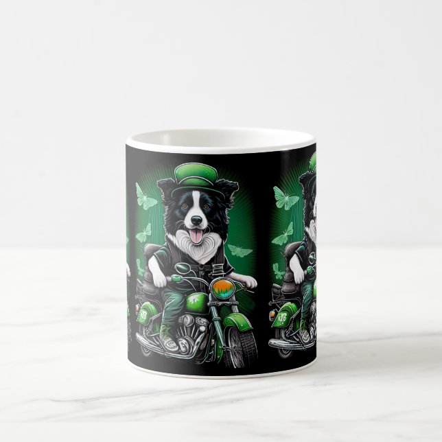 Gräns Collie Hund Driving Bike St. Patrick's Day Kaffemugg (Center)