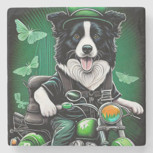 Gräns Collie Hund Driving Bike St. Patrick's Day Stenunderlägg