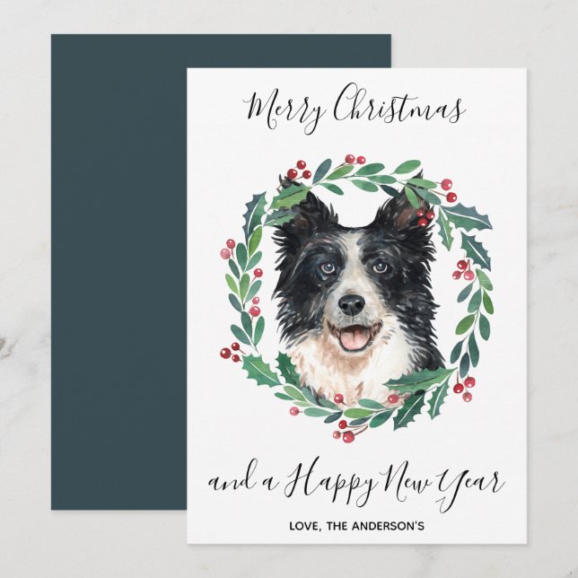 Gräns Collie Hund Elegant God jul Julkort (Fram/baksida)