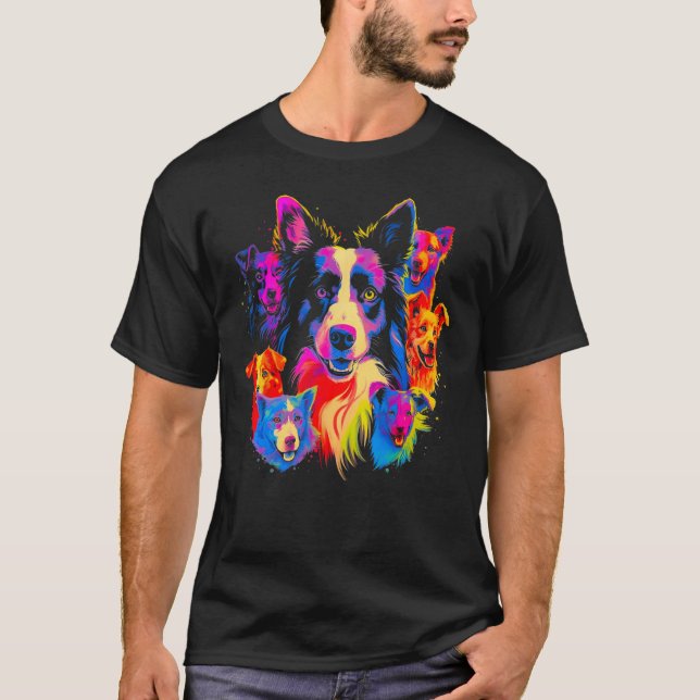 Gräns Collie Hund Family T Shirt (Framsida)