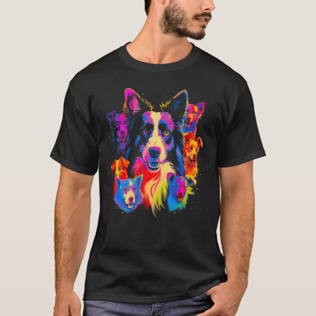 Gräns Collie Hund Family T Shirt (Framsida)