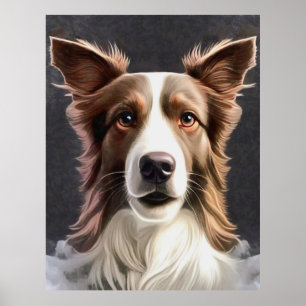 Gräns Collie Hund Fine Art Pet Porträtt Poster