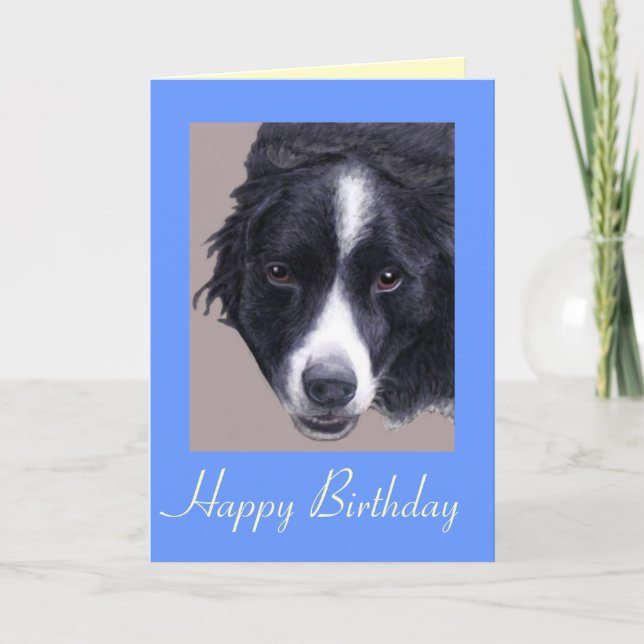 gräns collie hund födelsedagskort kort (Framsida)