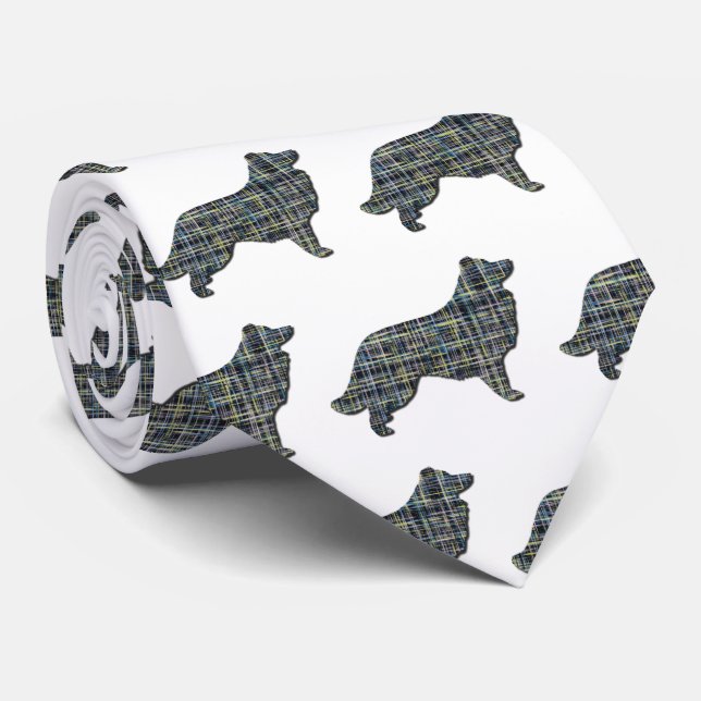Gräns Collie Hund Gult & Black Grid Line White Slips (Rullad)