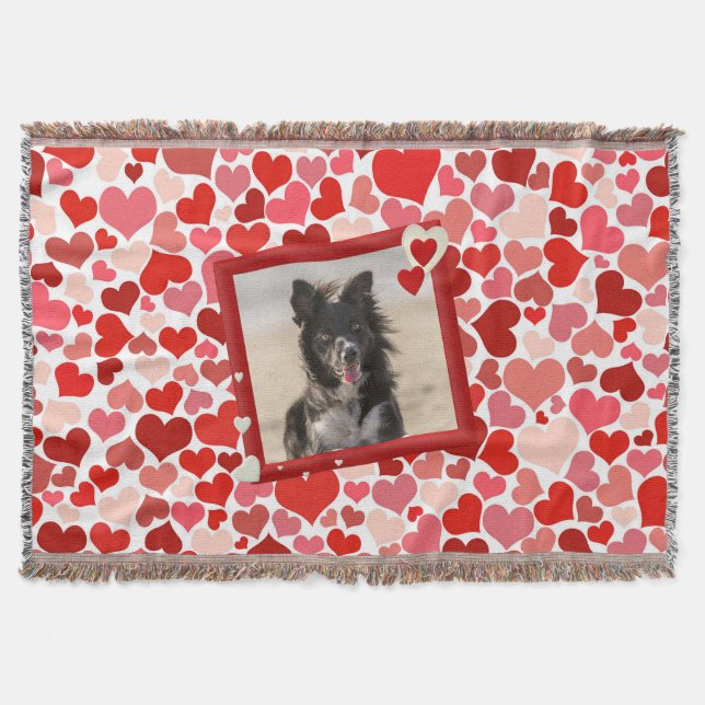 Gräns Collie Hund Hearts Throw Blanket Filt (Framsidan)