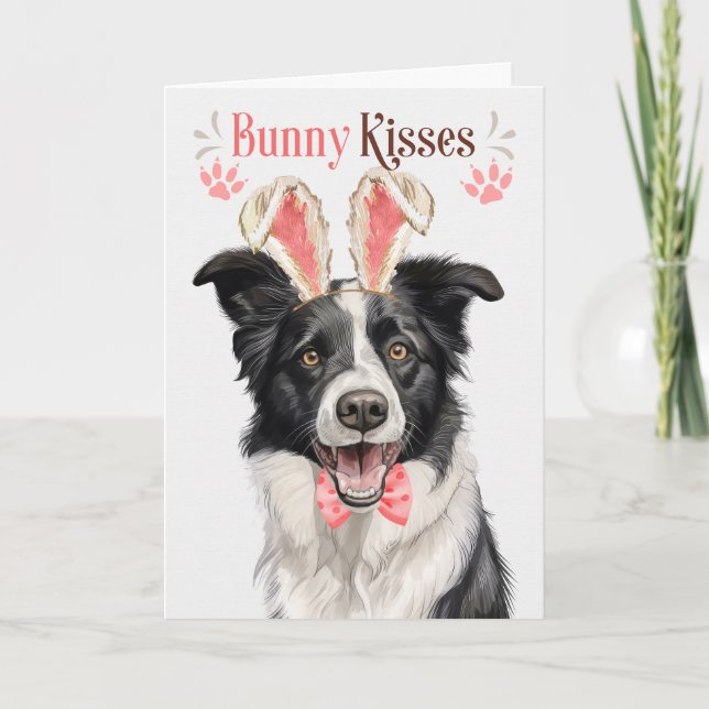Gräns Collie Hund i Bunny Öron för Påsk Helgkort (Framsida)