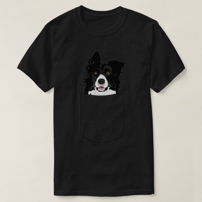 Gräns Collie Hund i fickan T Shirt (Design framsida)