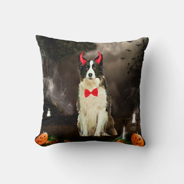 Gräns Collie Hund i Halloween Costume Kudde (Framsida)