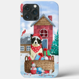 Gräns Collie Hund i julhuset snö i Hund