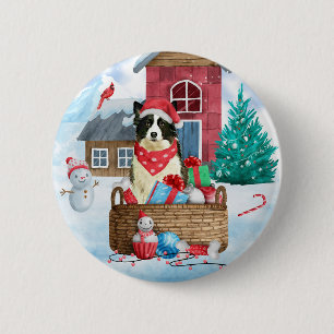 Gräns Collie Hund i julhuset snö i Hund Knapp