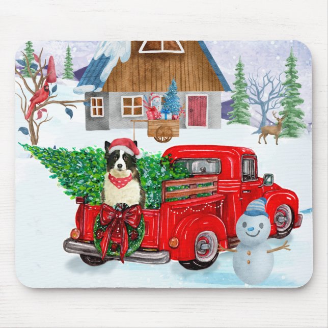 Gräns Collie hund i julleveransen Lastbil Snö Musmatta (Framsidan)