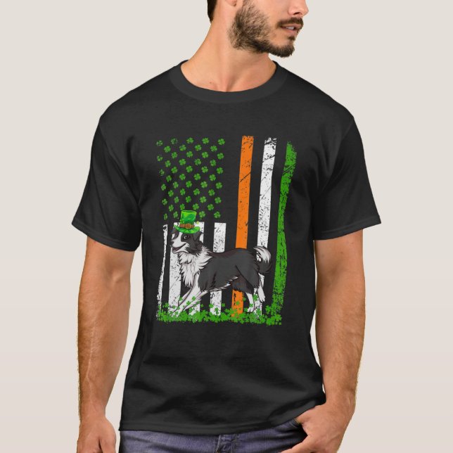 Gräns Collie Hund Irish St patricks day Irish F T Shirt (Framsida)