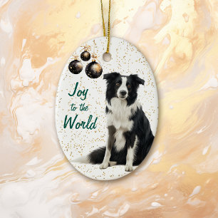 Gräns Collie Hund Joy till jul i världen Julgransprydnad Keramik