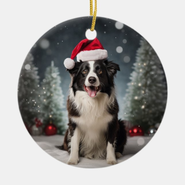 Gräns Collie Hund jul Keepsaké Julgransprydnad Keramik (Framsidan)