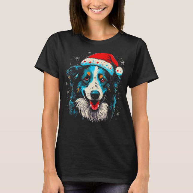 Gräns Collie Hund jul T Shirt (Framsida)
