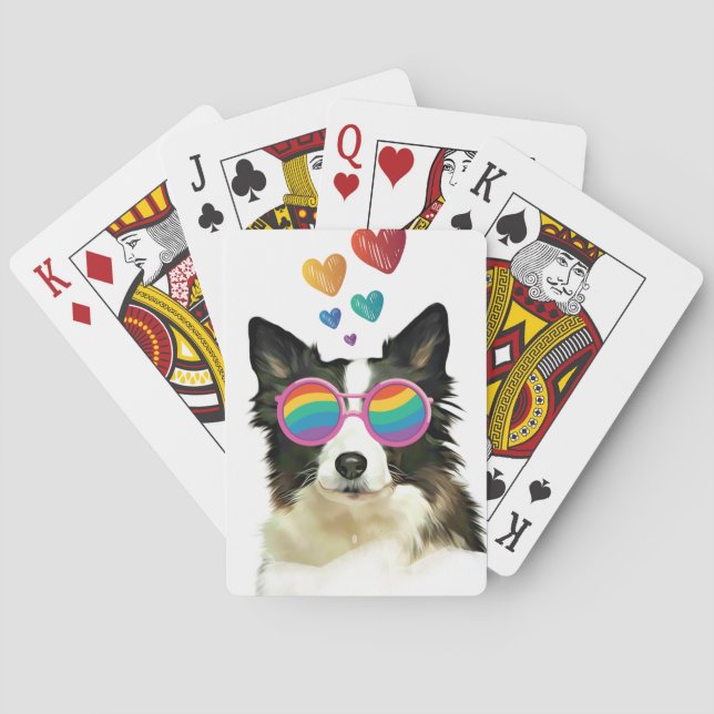 Gräns Collie Hund med Hearts Valentine Day Casinokort (Baksidan)