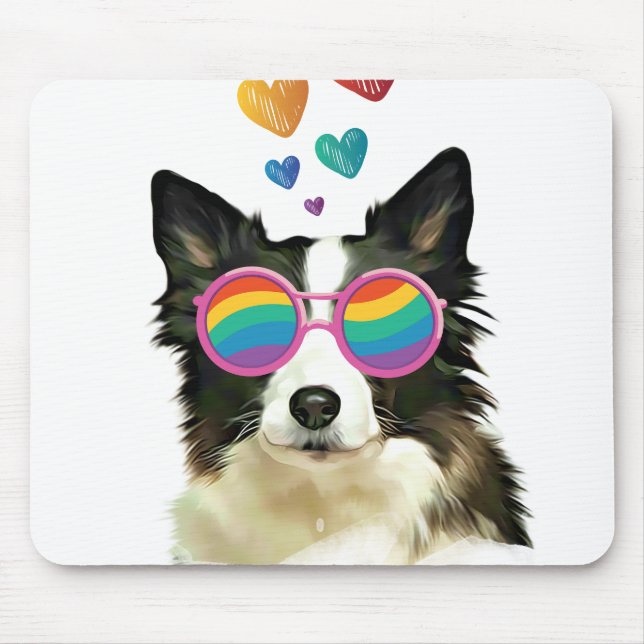 Gräns Collie Hund med Hearts Valentine Day Musmatta (Framsidan)