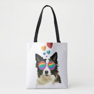 Gräns Collie Hund med Hearts Valentine Day Tygkasse