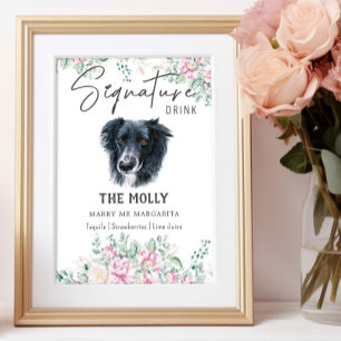 Gräns Collie Hund Namnteckning Drink-tecken Poster