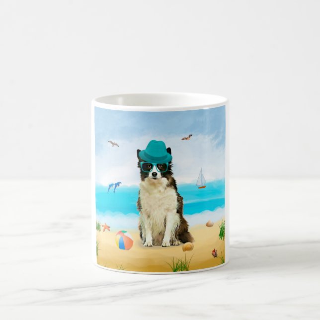 Gräns Collie Hund on Beach Kaffemugg (Center)