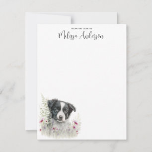 Gräns Collie Hund Personlig Watercolor Puppy Anteckningskort