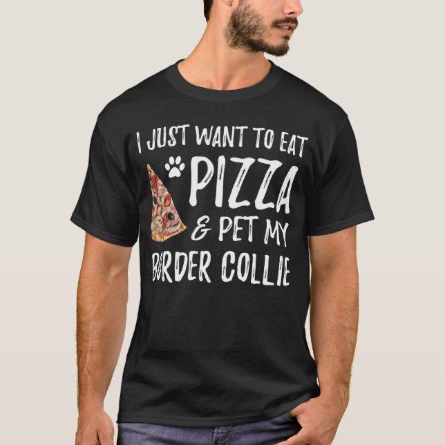 Gräns Collie Hund Pizza Hund Mamma T Shirt (Framsida)