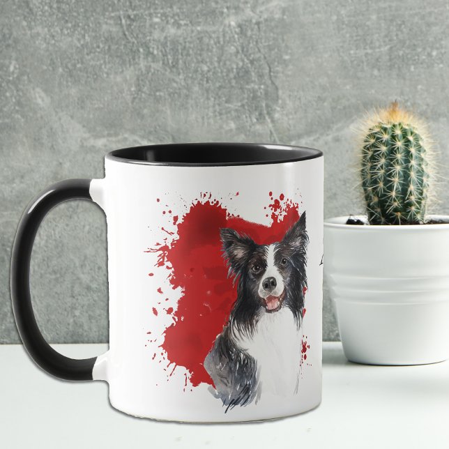 Gräns Collie Hund Red Abstrakt Background Mugg (Skapare uppladdad)