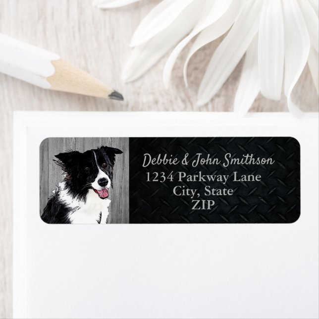 Gräns Collie Hund Returadress Animal Cute Returadress Etikett (Insitu)