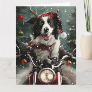 Gräns Collie Hund Riding Motorcykel jul Kort