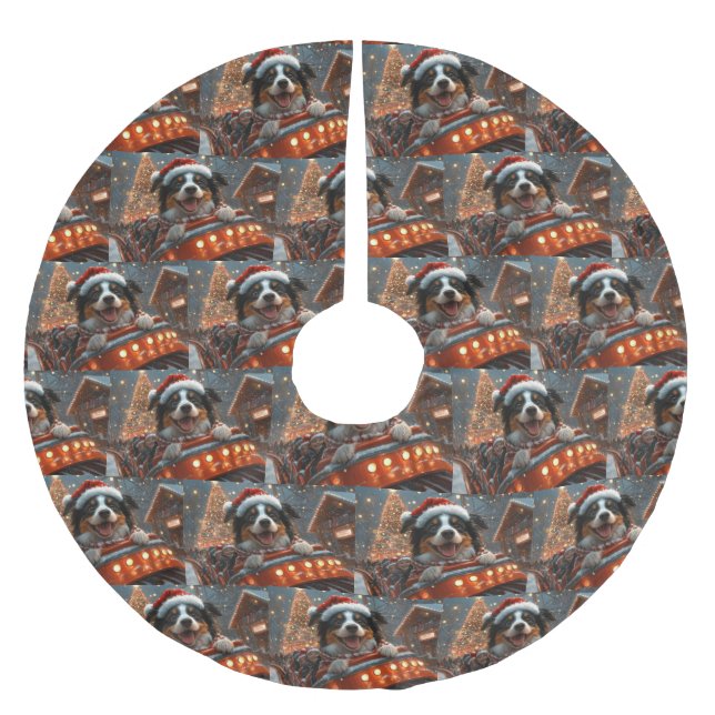 Gräns Collie Hund Roller Underlägg jul Julgransmatta Borstad Polyester (Framsidan)