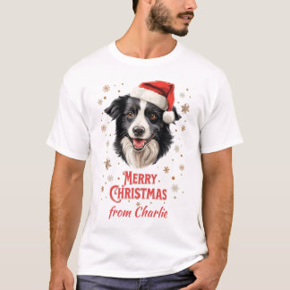 Gräns Collie Hund Santa God jul T Shirt