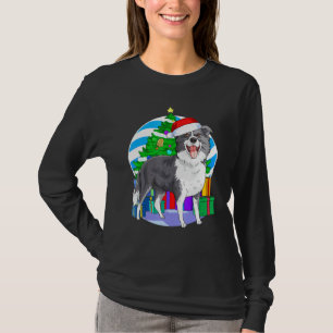 Gräns Collie Hund Santa Julgran Decor T Shirt