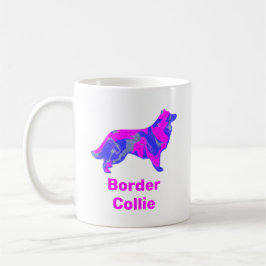 Gräns Collie Hund Shock rosa & Blue Silhouette Kaffemugg