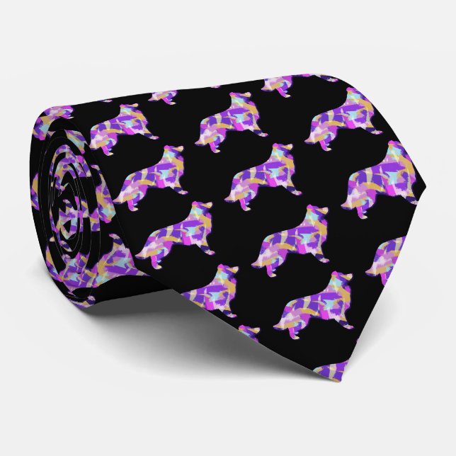 Gräns Collie Hund Silhouette Lila Black Nacke Slips (Rullad)