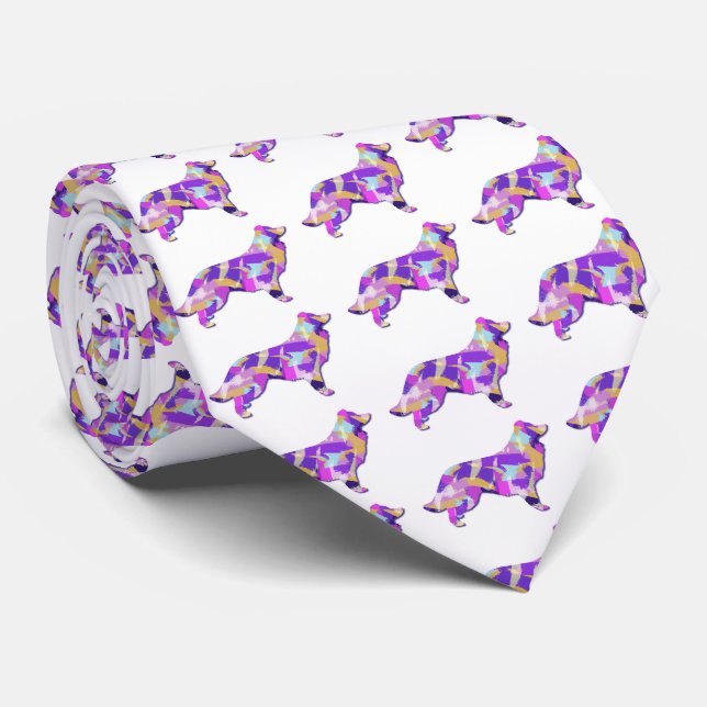 Gräns Collie Hund Silhouette Lila White Nacke Slips (Rullad)