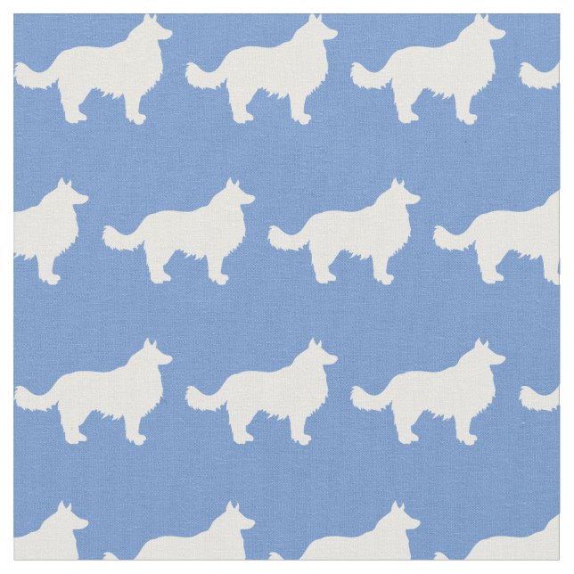 Gräns Collie Hund Silhouette Pet Light Blue Tyg (Närbild)