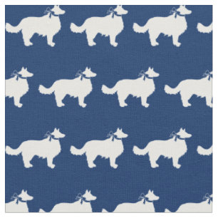 Gräns Collie Hund Silhouette Pet Navy Blue Tyg