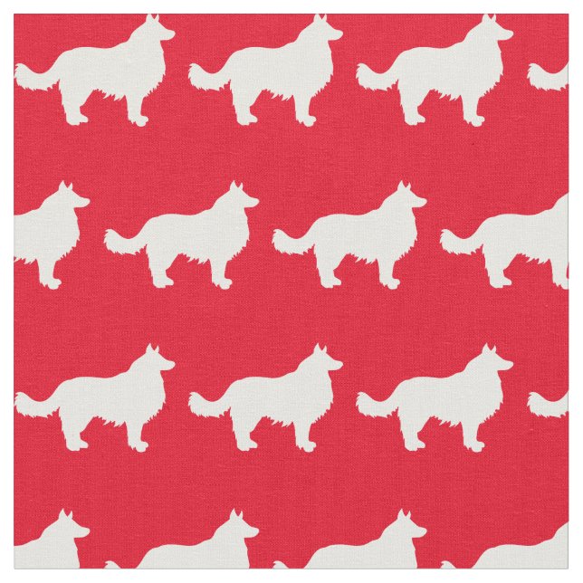 Gräns Collie Hund Silhouette Pet Red Tyg (Närbild)