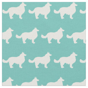 Gräns Collie Hund Silhouette Pet Teal Tyg