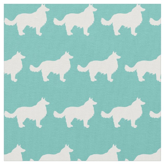 Gräns Collie Hund Silhouette Pet Teal Tyg (Närbild)