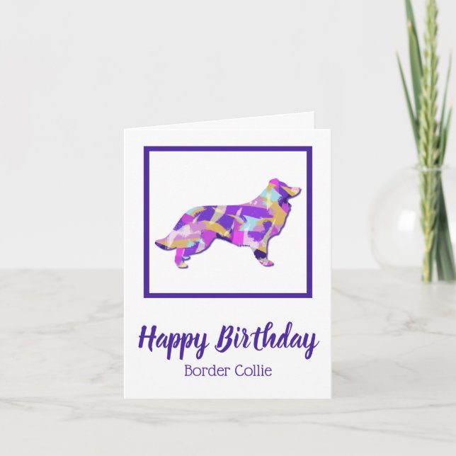 Gräns Collie Hund Silhouette PPY&B Birthday Kort (Framsida)