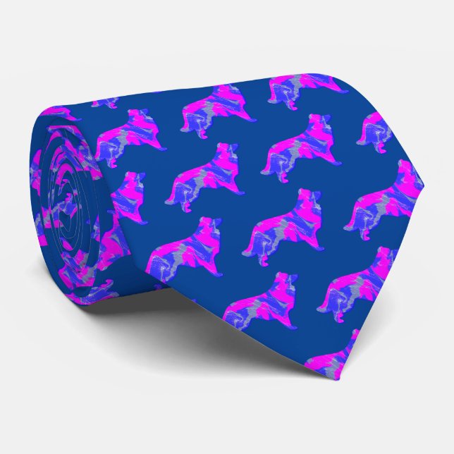 Gräns Collie Hund Silhouette Rosa&Blue Slips (Rullad)
