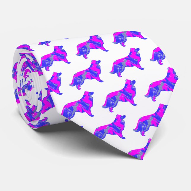 Gräns Collie Hund Silhouette Rosa&Blue White Slips (Rullad)