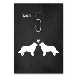 Gräns Collie Hund Silhouettes bröllopsmottagning Bordsnummer