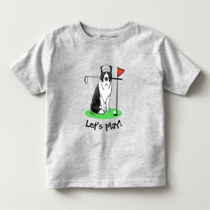Gräns Collie Hund som spelar Golf-Roligt (svartvit T Shirt