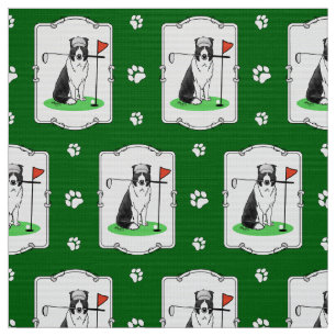 Gräns Collie Hund som spelar Golf-Roligt (svartvit Tyg