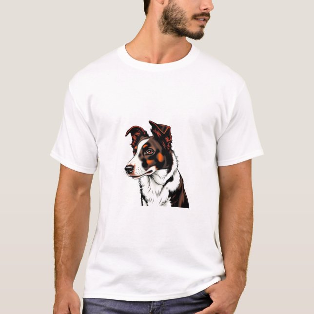 Gräns Collie hund T Shirt (Framsida)