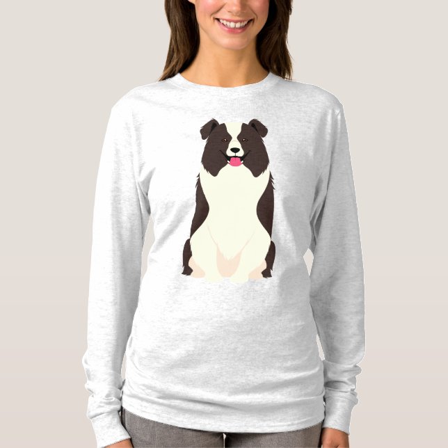 Gräns Collie Hund T Shirt (Framsida)