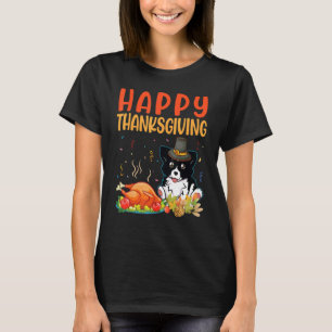 Gräns Collie Hund Titta på Turkiet Kött Lycklig T Shirt