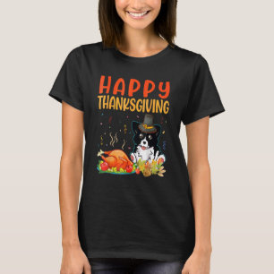 Gräns Collie Hund Titta på Turkiet Kött Lycklig T Shirt